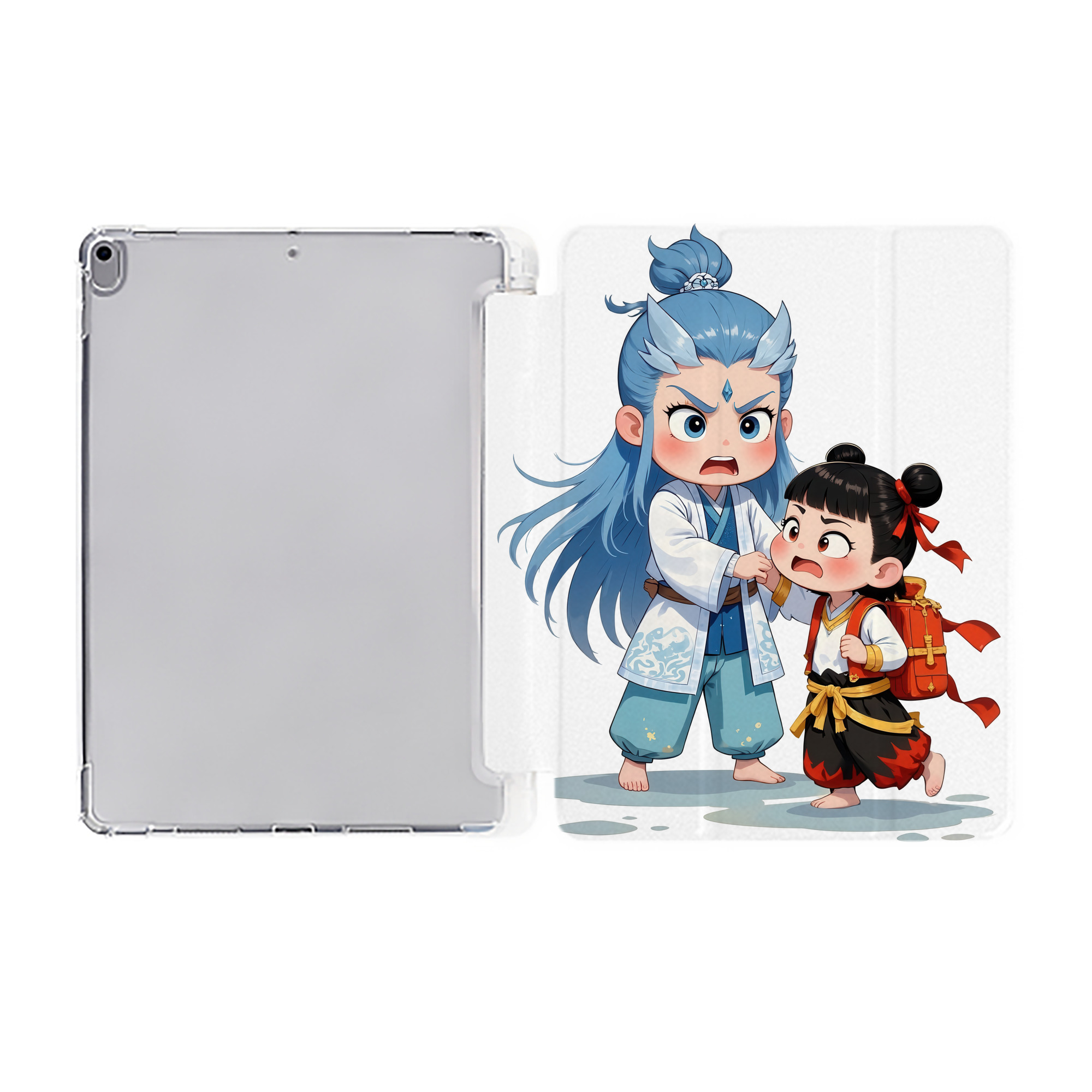 （画像用） Ne Zha 2 ナタ 魔童の大暴れ IPad ケース ペン収納付き 三つ折りスタンド PUレザー×シリコン 対応機種9.5/10.5/10.9インチ